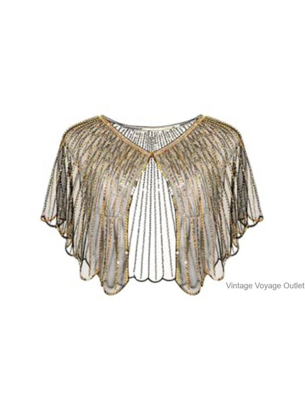 Sequin Beaded 1920s Shawl Wrap Evening Cape Cover Up One Size Gatsby